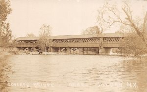 J51/ Jordan New York RPPC Postcard c1910 Covered Bridge River  300