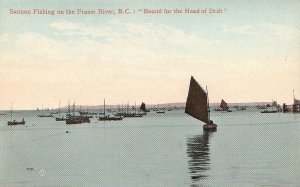 Postcard Salmon Fishing on Fraser RIver BC Canada Bound Head Drift