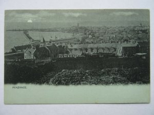 Cornwall PENZANCE Sunset shows Railway Station c1902 UB Postcard