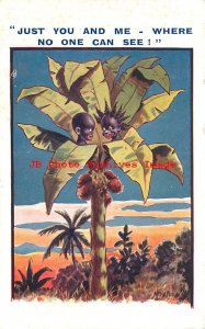 313105-Black Americana, Bamforth No 1558,Children in Coconut Tree,No One Can See