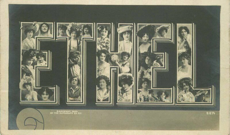 1906 Ethel Large Letters Multi Head Women RPPC Photo #B874 Postcard 21-9657