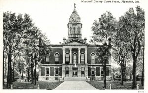 Plymouth IN-Indiana, Marshall County Court House Front View, Vintage Postcard