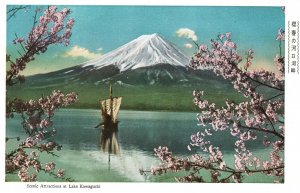 Vintage Postcard Scenic Attractions at Lake Kawaguchi Japan