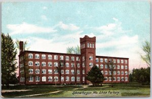 Skowhegan Maine ME Shoe Factory Grounds Pine Trees & Building Structure Postcard