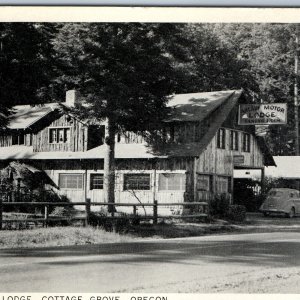 c1940s Cottage Grove, OR Anlauf Motor Lodge Hotel Inn Cabin Litho Photo Car A201