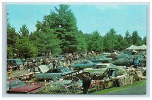 Outdoor Antiques Market Amherst NH Postcard 1970's Classic Cars Route 122