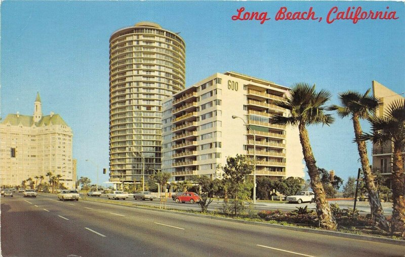 Long Beach California 1960-70s Postcard East Ocean Boulevard Apartments & Hotels