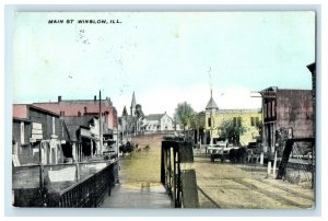 1910 Main Street Winslow Illinois IL Martintown WI Posted Postcard 