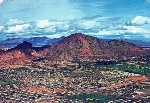 VINTAGE POSTCARD CONTINENTAL SIZE AERIAL VIEW OF FAMOUS CAMELBACK MOUNTAIN 1960s