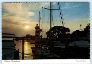 HILTON HEAD ISLAND, SC ~ Sunset at HARBOUR TOWN c1970s - 4x6 Postcard