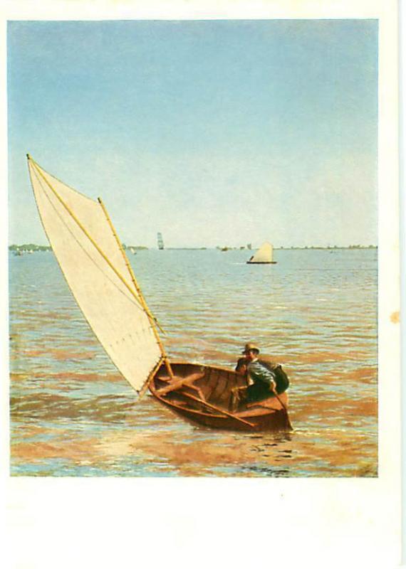 Vintage Postcard Art Thomas Eakins Starting out after Rail 1844-1916  # 1215