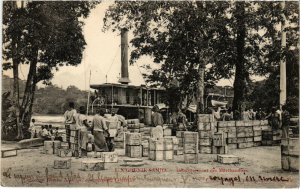 PC CPA GABON, N'GOUNIE SAMBA, DÉBARQUEMENT DES MARCHANDISES, Postcard (b21798)