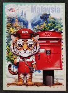 [AG] P327 Malaysia Postman & Postbox Mailbox Tiger Big Cat Forest (postcard *New