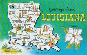 Greetings From Louisiana With Map