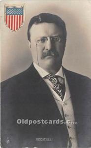 Real Photo President Theodore Roosevelt Unused patriotic sticker on front