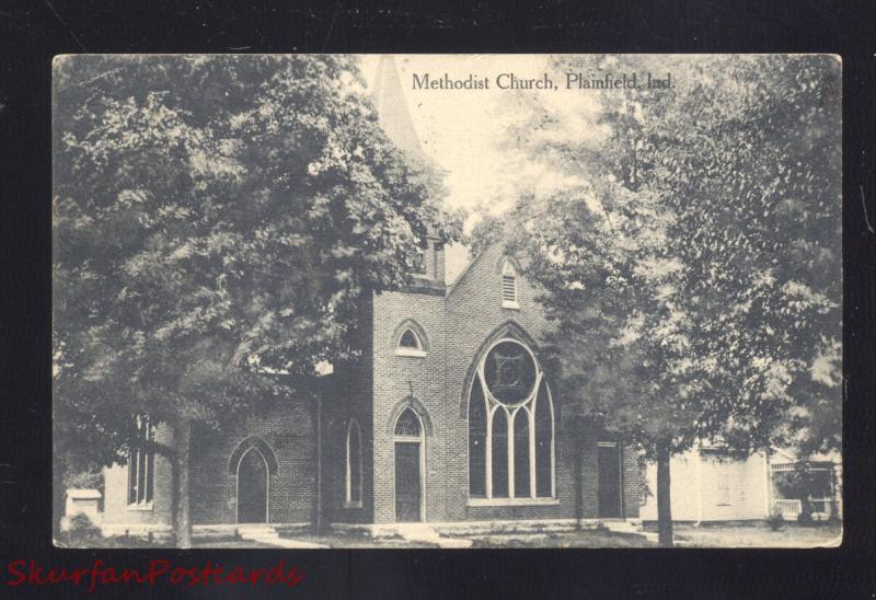 PLAINFIELD INDIANA METHODIST CHURCH ANTIQUE VINTAGE POSTCARD BARNESVILLE IND.