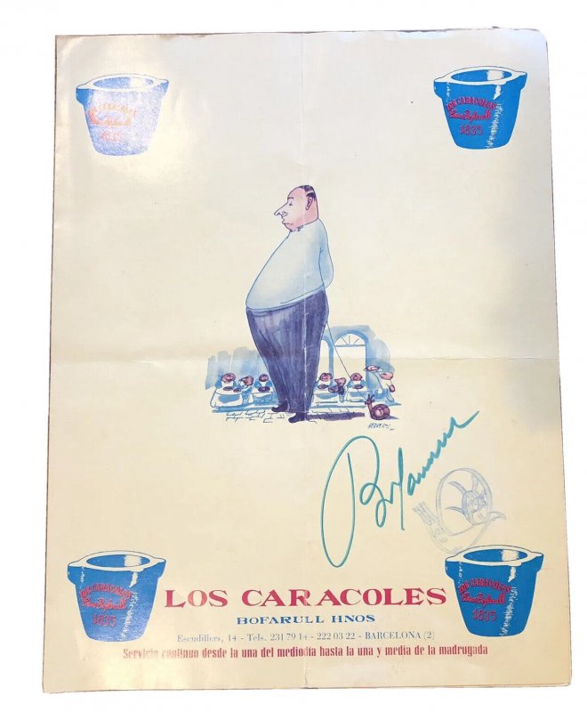 Los Caracoles Casa Bofarull Menu Barcelona Spain signed SNAILS 1970s VINTAGE