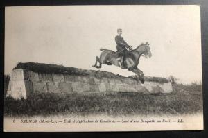 Mint Saumur France Postcard RPPC Army Cavalry School Jumping Off B