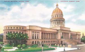 Vintage Postcard Capitol Building Historic Landmark Sculpture Havana Cuba