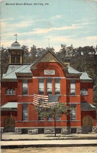 Oil City Pennsylvania birds eye view Second Ward School antique pc ZA441501