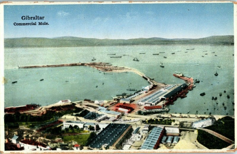 Aerial View Postcard Commercial Mole Gibraltar Europe