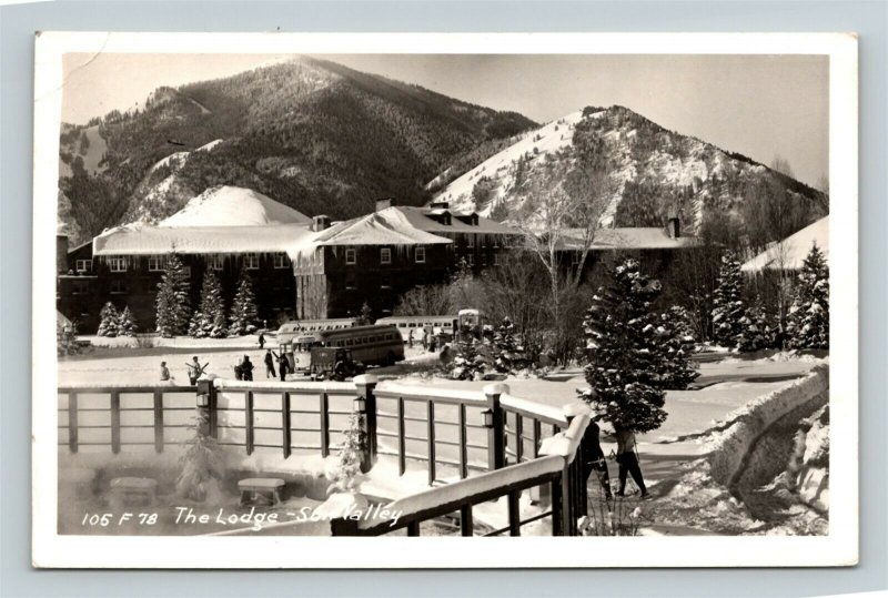 c1954 RPPC Lodge In Winter Sun Valley Idaho Real Photo Postcard