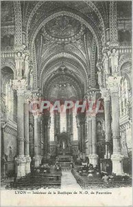 Old Postcard Lyon Interior of the Basilica of Our Lady of Fourviere