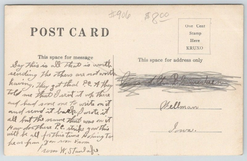 Clarence Iowa~City Water Works~Dilapidated Lean-To & Tank~Watertower~c1910 RPPC