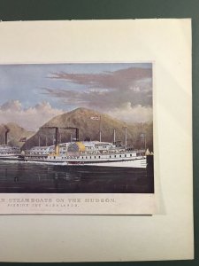 Currier & Ives Original Litho Print Plate II American Steam Boats on The Hudson 