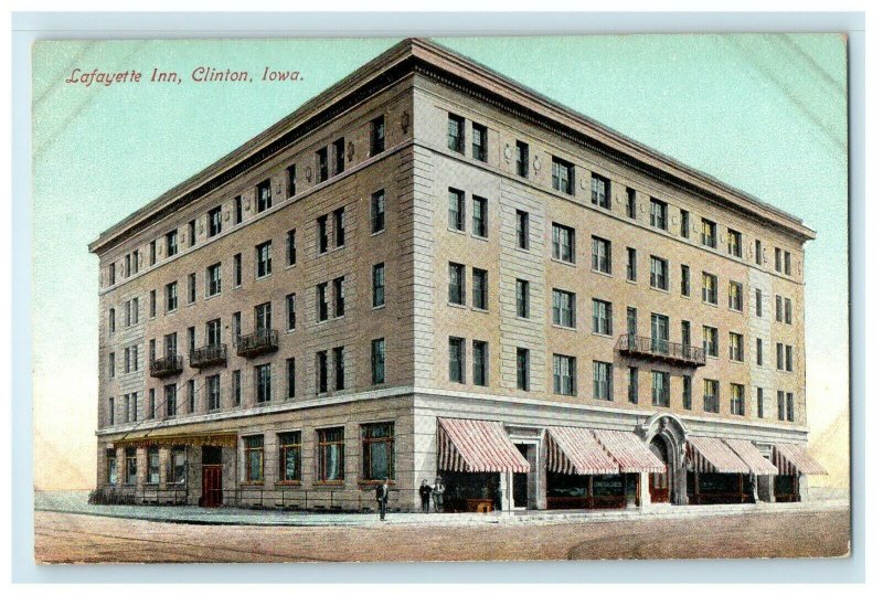 c1910's Lafayette Inn Building Clinton Iowa IA Unposted Antique Postcard 