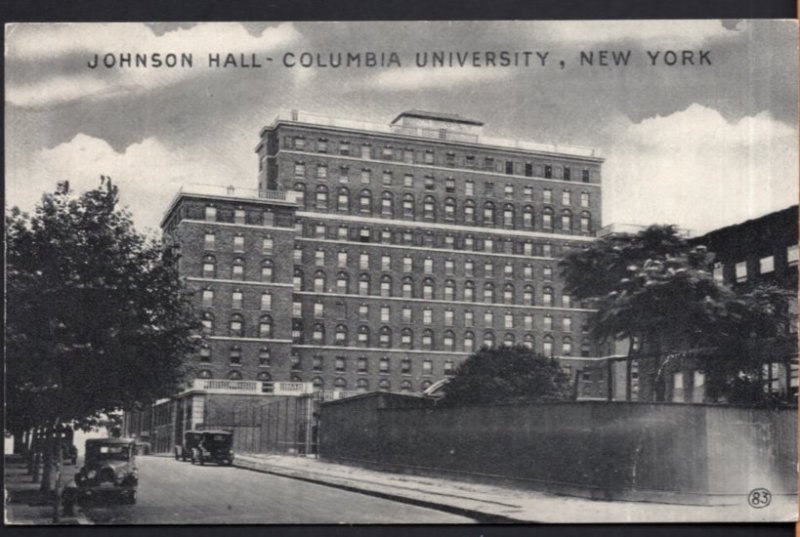 New York Johnson Hall Columbia University older cars - pm1934 - Divided Back