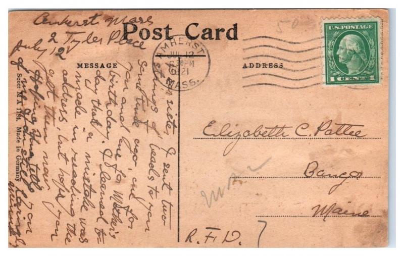 1921 Mount Holyoke from Nonotuck, Northampton, MA Postcard