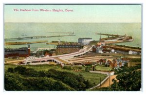 DOVER, Kent, United Kingdom ~ The HARBOUR from WESTERN HEIGHTS  c1910s Postcard