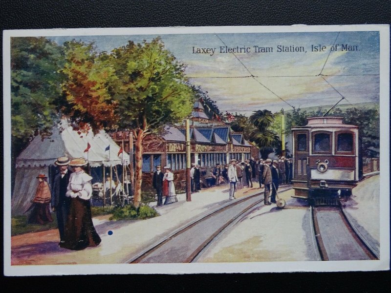 Isle of Man LAXEY ELECTRIC TRAM STATION - Old Postcard