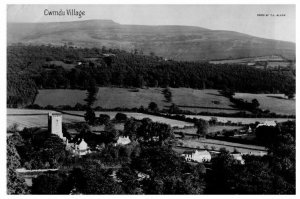 Cwmdu Village Postcard Rccp Real Photo Wales Aerial View Great Britain  