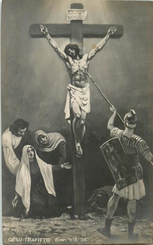 Gesu Trafitto Jesus pierced vintage postcard Italy