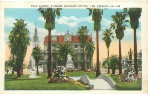 New Orleans Louisiana Margaret Statue, Palm Garden WB Postcard Unused