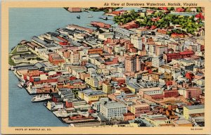 Norfolk Virginia Aerial View Unused Linen Postcard H1