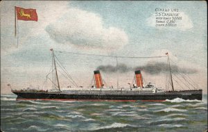 Steamship Cunard Line RMS Campania - Flag Emblem c1910 Postcard