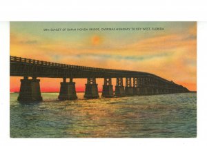 FL - Key West. Overseas Highway, Sunset at Bahia Honda Bridge ca 1930's