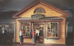 Street of Shops, Henry Ford Museum, Dearborn, MI Corner Drug Store '50s Postcard