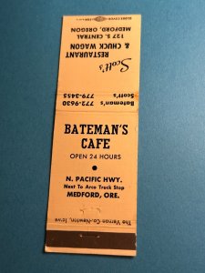 Vintage Matchbook Cover Bateman's Cafe Scot's Restaurant Medford, Oregon MB141