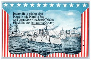 Philippines Postcard Old Manila Bay And Uncle Sam Steamer Ship c1910's Antique
