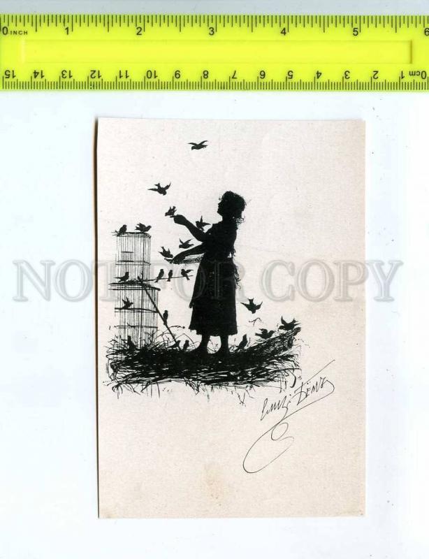 232422 Elizabeth BEM silhouette RARE vintage lithography card