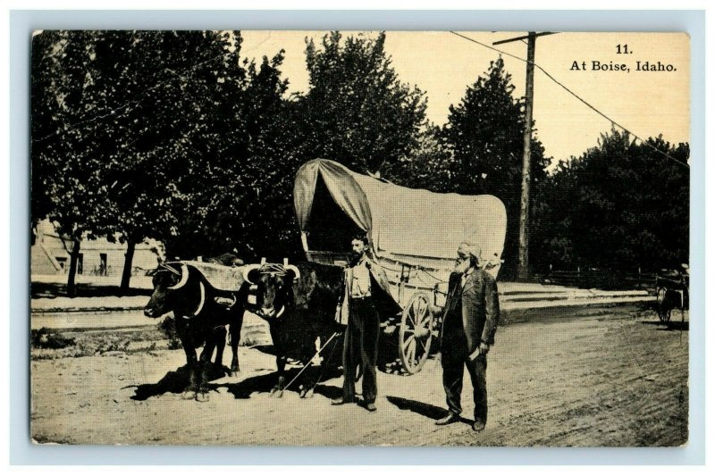 C 1910 At Boise, Wagon Oregon Trail Idaho Postcard F98 