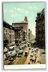 Vintage 1900's Postcard Broadway & Ann Street New York City Cable Cars