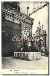 Old Postcard Sevilla Catedral Monumento a Colon