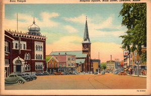 Maine Lewiston Main Street Hospital Square Kora Temple 1946 Curteich