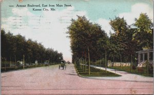 Armour Boulevard East From Main Street Kansas City Missouri Postcard C165