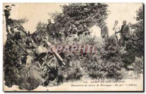 Old Postcard Camp Coetquidan Maneuver the Mountain cannon A difficult passage...